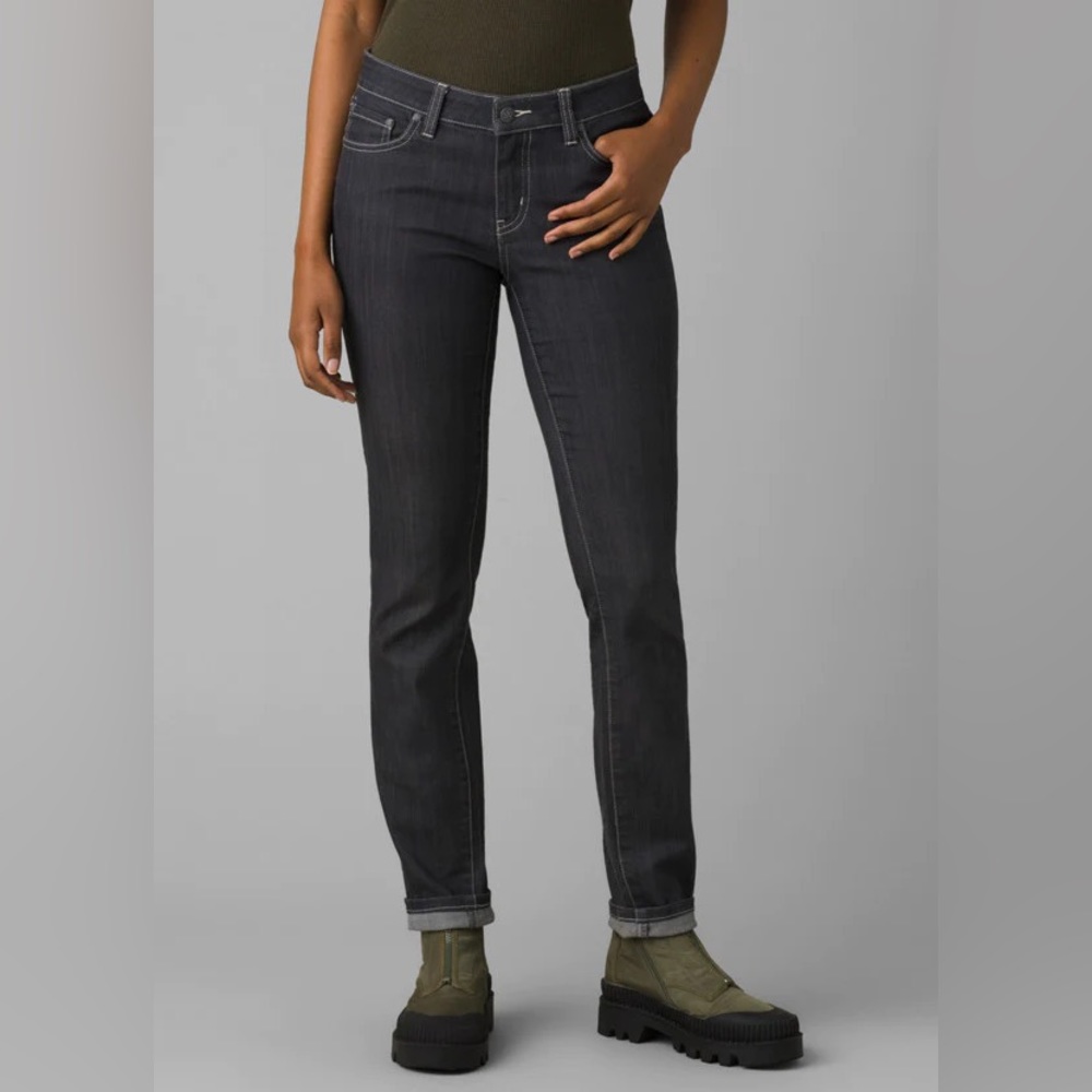 Prana Kayla Mid-Rise Skinny Straight Leg Performance Denim Jean Sz 0 X 32”L
